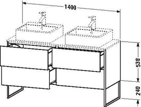 Duravit Waschtischunterbau XSQUARE 778x1400x548mm f 2 Be fla grey hochglanz