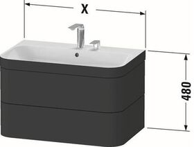 Duravit Waschtischset HAPPY D.2 PLUS 2 Schubk 775x490mm 2 HL No we seidenmatt