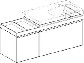 Geberit Waschtischunterschrank CITTERIO 1334x554x504mm Abl. li Fr Gl taupe/Korpu