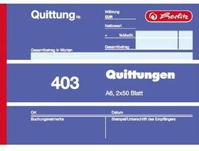 Herlitz Quittungsblock 403 886614 A6 quer Blaupapier 2x50Blatt