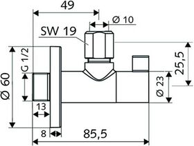 SCHELL Design-Eckventil WING 1/2Zoll chrom