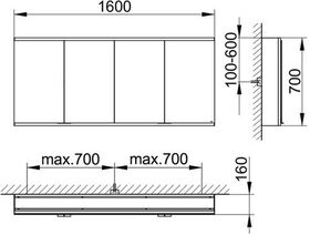 Keuco Spiegelschrank ROYAL MODULAR 2.0 Breite 1600mm Höhe 700mm Tiefe 160mm