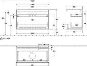 V&B Waschtischunterschrank FINION 1000x603x501mm AP Gl wh ma gls wh lacq.