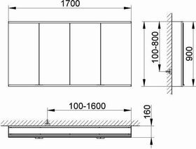 Keuco Spiegelschrank ROYAL MODULAR 2.0 Breite 1700mm Höhe 900mm Tiefe 160mm