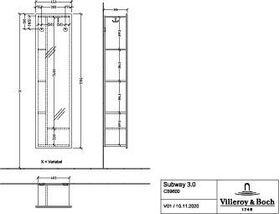 V&B Spiegelregal SUBWAY 3.0 450x1700x300mm Regal li Brilliant White