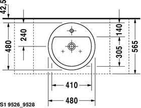 Duravit Aufsatzbecken STARCK 1 m ÜL HLB d= 480mm geschli 1 HL weiß WG