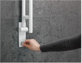 Hewi Stützklappgriff SERIE 801 mobil drehbar, d= 33mm 750mm orange