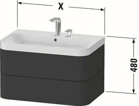 Duravit Waschtischset HAPPY D.2 PLUS 775x490mm zwei Hahnlöcher weiß hochglanz