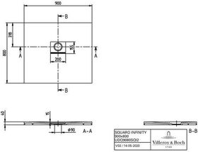 V&B Duschwanne SQUARO INFINITY R-eck900x800x40mm anthrazit