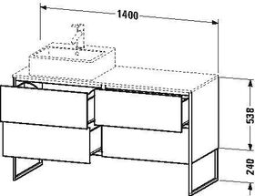 Duravit Waschtischunterbau XSQUARE 778x1400x548mm, Becken links taupe matt