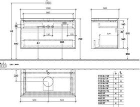 V&B Waschtischunterschrank LEGATO 1000x550x500mm Glossy White