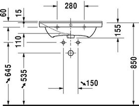 Duravit Möbelwaschtisch P3 Comforts m ÜL HLB 650x500mm 3 Hahnlöcher weiß