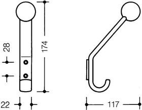 Garderobenhaken 477.90.080 einfach A.116mm PA 99 reinweiß H.172mm HEWI