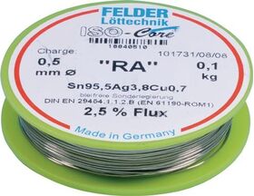 Lötdraht ISO-Core® RA 1mm 100g Sn95,5Ag3,8Cu0,7 FELDER