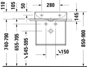 Duravit Metallkonsole DURASQUARE wandh für Waschtisch 235350 schwarz matt