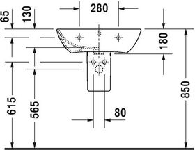 Duravit Waschtisch ME by Starck m ÜL m HLB 600x460mm 1 HL we sdm WG