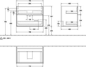 V&B Waschtischunterschrank FINION 796x591x498mm Black Matt Lacquer