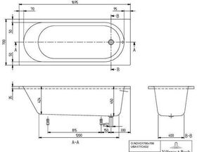 V&B Whirlpoolsystem O.NOVO m BW R-eck 1700x700 Tech. Pos 1 we