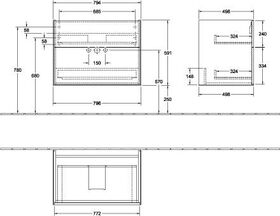 V&B Waschtischunterschrank FINION 796x591x498mm Black Matt Lacquer