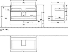 V&B Waschtischunterschrank FINION 996x591x498mm Glossy White Lacquer