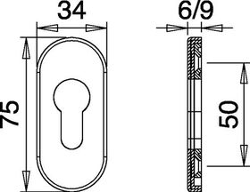 Schlüsselrosette 0811/9003 VA EST Schildst.9mm PZ ov.EDI