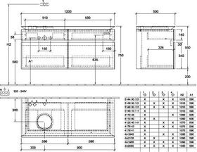 V&B Waschtischunterschrank LEGATO 1200x550x500mm Glossy White