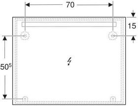 Geberit Lichtspiegel OPTION BASIC SQUARE LED-Bel oben Alu eloxiert 900x700x32mm