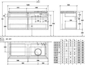 V&B Waschtischunterschrank LEGATO 1200x550x500mm m Be Glossy White