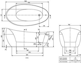 V&B Freistehwanne AVEO spezielle Form, 1900x950mm stone white