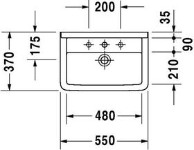 Duravit Waschtisch STARCK 3 COMPACT m ÜL HLB 1 Hahnloch 550x370mm weiß