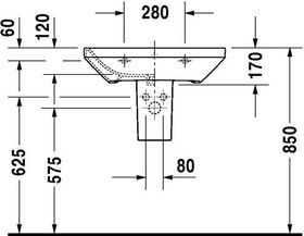 Duravit Waschtisch DURASTYLE m ÜL HLB 650x440mm 3 Hahnlöcher weiß