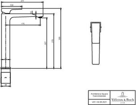 V&B EH-WTbatt ARCHITECTURA SQUARE 50x211x306mm, eckig, erhöht chrom