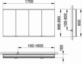 Keuco Spiegelschrank ROYAL MODULAR 2.0 Breite 1700mm Höhe 900mm Tiefe 120mm