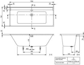 V&B Badewanne COLLARO DUO rechteckig 1700x750mm stone white