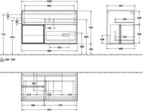 V&B Waschtischunterschrank FINION 1000x603x501mm Regalele. Wln ven bl Matt