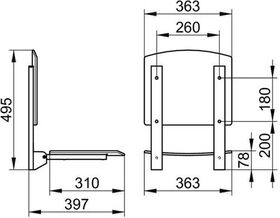 Keuco Klappsitz PLAN CARE SiFl 363mm Alu sil-elo/sw