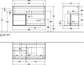 V&B Waschtischunterschrank FINION 1000x603x501mm Regalele. glos. wh Peony