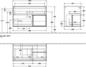 V&B Waschtischunterschrank FINION 1000x603x501mm Regalele. Wln ven Peony