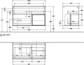 V&B Waschtischunterschrank FINION 1000x603x501mm Regalele. Wln ven wh Matt