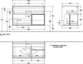 V&B Waschtischunterschrank FINION 1000x603x501mm Regalele. Wln ven wh Matt