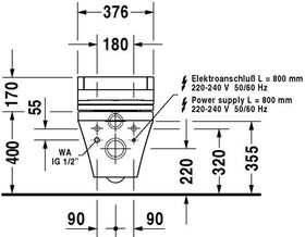 Duravit Wand-WC DURASTYLE ti. 370x620mm SensoWash HG weiß