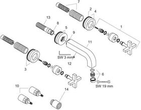 3-Loch Waschtischarmatur AXOR CITTERIO DN 15 UP m Al 162mm Kreuzgr. u Ros. bru