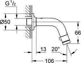 Grohe Waschtisch-Wandventil UNI 1/2Zoll Ausldg 106mm chr