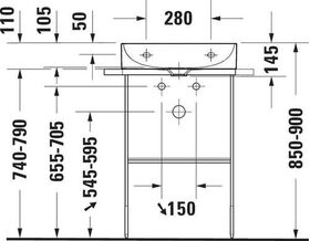 Duravit Waschtisch DURASQUARE o ÜL m HLB geschli 500x470mm o HL we WG