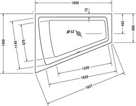 Duravit Badewanne PAIOVA 1800x1400mm, 1 Rückenschräge links weiß