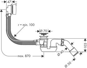 Ab-/Überlaufgarnitur AXOR FLEXAPLUS S m Fs f Sonderw. stainless steel optic