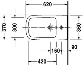 Duravit Wand-Bidet DURASTYLE m ÜL HLB 370x620mm 1 Hahnloch weiß