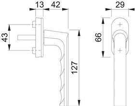 Fenstergriff Hamburg 0700L/U26 Alu.F1 Alu.silberfarben 32-42mm Stand.HOPPE