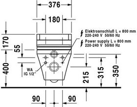 Duravit Wand-WC DURASTYLE RIMLESS ti. 370x620mm SensoWash HG weiß