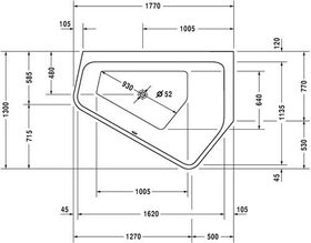 Duravit Badewanne Paiova 5 Ecke rechts, 1770x1300mm weiß